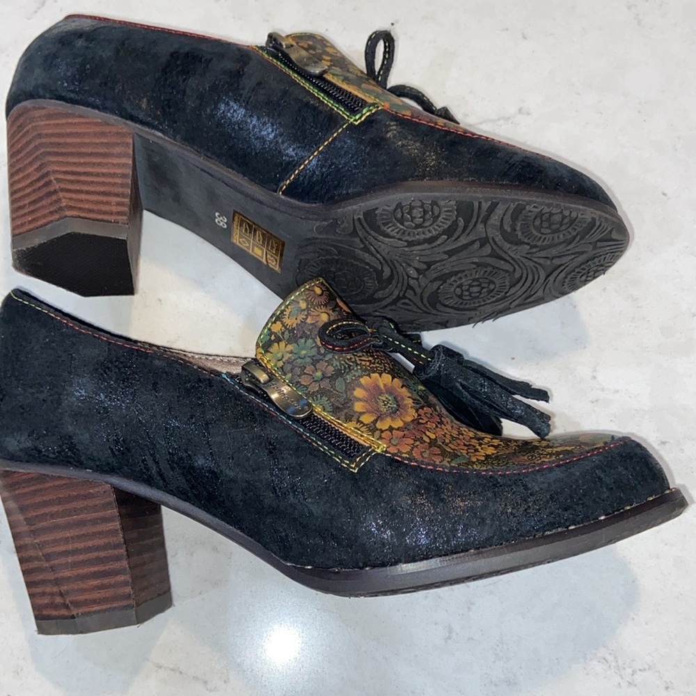 L” Artiste Studalena Womens Leather Black Shoes size 7.5/8 - Picture 2 of 9